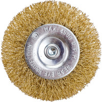 Щетка-крацовка дисковая со шпилькой, витая латунированная проволока, 75 мм GROSSMEISTER 021118002