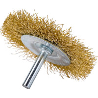 Щетка-крацовка дисковая со шпилькой, витая латунированная проволока, 75 мм GROSSMEISTER 021118002