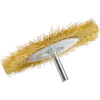Щетка-крацовка дисковая со шпилькой, витая латунированная проволока, 100 мм GROSSMEISTER 021118003