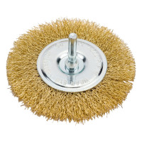 Щетка-крацовка дисковая со шпилькой, витая латунированная проволока, 100 мм GROSSMEISTER 021118003