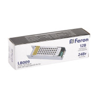 Электронный трансформатор FERON для светодиодной ленты 24W 12V (драйвер), LB009 48006