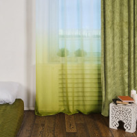 Тюль Moroshka Narassvete 250x260 см, крепление шторная лента, белый/зеленый 940-206-02