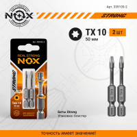 Бита торсионная STRONG (2 шт; TX10х50 мм; карта; E6.3) NOX 339105-2