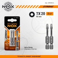 Бита торсионная STRONG (2 шт; TX20х50 мм; карта; E6.3) NOX 339205-2