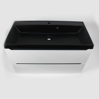 Кварцевая раковина для ванной комнаты Uperwood Classic Quartz 90 см, черная матовая, уголь 291030011