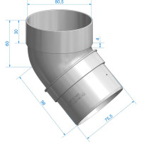 Колено DOCKE STANDARD (80 мм; 45 градусов; серый 7024) PVTL-1045