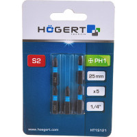 Биты ударные PH1, 25 мм, сталь S2, 5 шт HOEGERT TECHNIK HT1S121