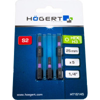 Биты ударные HEX 3, 25 мм, сталь S2, 5 шт HOEGERT TECHNIK HT1S145