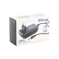 Электронный трансформатор для светодиодной ленты FERON 24W 12V (драйвер), LB005, 48051