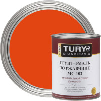 Грунт-эмаль TURY по ржавчине 3 в 1 МС-102 оранжевая, 0,9 кг 20015489