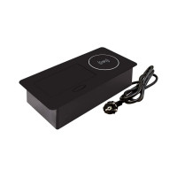 Выдвижной блок розеток SETE выдвижная розетка с 1 EURO розеткой, 2 USB, беспроводная зарядка, черная, SBT-1UCW-20