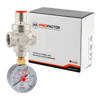 Редуктор давления  PROFACTOR поршневой, c манометром 1/2" PF PRV 251.15G