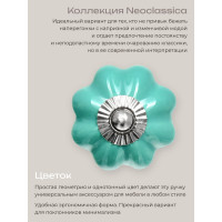 Керамическая ручка для мебели Blumen Haus Цветок цвет бирюзовый 66185