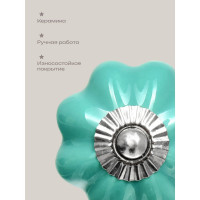 Керамическая ручка для мебели Blumen Haus Цветок цвет бирюзовый 66185