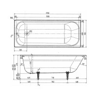Чугунная ванн WOTTE Start УР 1700x700x458 c отверстиями для ручек /БП-00000004/ 00000081737