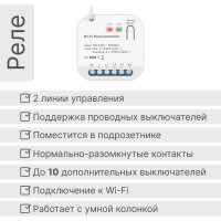 Умное реле GRITT Core 2.0 в подрозетник 2 линии 433 + WiFi 32102