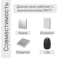 Умное реле GRITT Core 2.0 в подрозетник 2 линии 433 + WiFi 32102