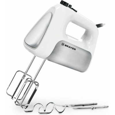 BRAYER Миксер 5 режимов, 2 крюка, 2 венчика BR1303