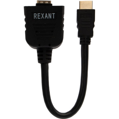 REXANT Разветвитель штекер HDMI - 2 гнезда HDMI с проводом, черный 17-6832