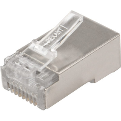 REXANT Сетевой разъем LAN на кабель, штекер RJ-45 (8Р8С), под обжим, в экране, 10 шт. 06-0082-A10