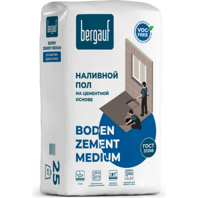 Bergauf Наливной пол на цементной основе Boden Zement Medium, 25 кг 1116