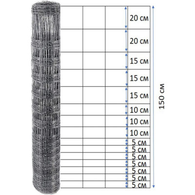 VOLOKA Сетка шарнирная оцинк.150/16/15 Ф1,6/2,0 рулон1,5x50м СШ-150/16-1.6Ц/50