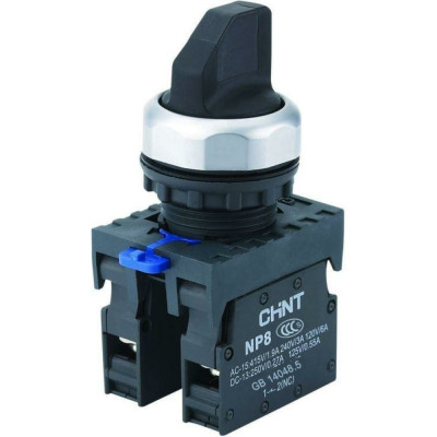 CHINT Переключатель с фиксацией NP8-10X/21 без подсветки 1НО черн. IP65 (R) 578661