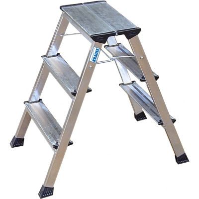 Krause ROLLY Лестница двусторонняя складная, ступенек 2x3, алюм 130068
