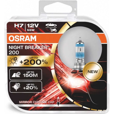 OSRAM автолампа H7 55 PX26d+200% NIGHT BREAKER 200 3700К 12V 64210NB200-HCB