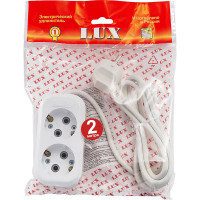 Двухместный сетевой удлинитель с заземлением LUX У2-Е, 2м, 4606400414537