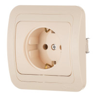 Розетка с заземлением, кремовая Makel Mimoza 25028
