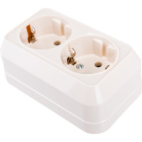 Розетка двойная накладная с заземлением, крем Makel 45282