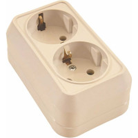 Розетка двойная накладная с заземлением, крем Makel 45282