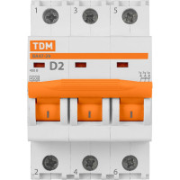 Автоматический выключатель TDM ELECTRIC ВА47-29 3Р 2А 4.5кА D SQ0206-0165