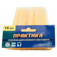 Клей желтый, прозрачный (16 шт; 11х200 мм) для клеевого пистолета ПРАКТИКА 641-657