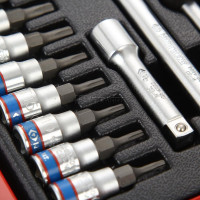 Набор шестигранных торцевых головок с принадлежностями 1/4", 4-13мм, 39шт KING TONY 2539MR