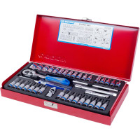 Набор шестигранных торцевых головок с принадлежностями 1/4", 4-13мм, 39шт KING TONY 2539MR