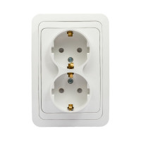 Двойная розетка c защитными шторками, белая 2П+З 16А TDM ELECTRIC Валдай SQ1804-0030