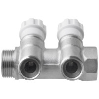 Коллектор с регулирующими вентилями MPF 2 выхода х3/4" х1/2", наружная резьба ИС.071062