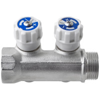 Коллектор с регулирующими вентилями MPF 2 выхода х3/4" х1/2", наружная резьба ИС.071062