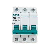 Автоматический выключатель (АВ) DEKraft ВА-101, 3 Р, хар-ка C, 6 А, 4.5 кА 11076DEK