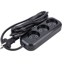 Сетевой удлинитель, черный У3-О-03 3-местный б/з, 250В, 10А, 3м LUX 4606400418948