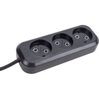 Сетевой удлинитель, черный У3-О-03 3-местный б/з, 250В, 10А, 3м LUX 4606400418948