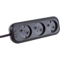 Сетевой удлинитель, черный У3-О-03 3-местный б/з, 250В, 10А, 3м LUX 4606400418948