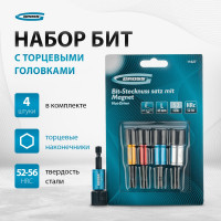 Набор бит с торцевыми головками (8, 10, 12, 13 мм, S2, магнит. Nut-Driver) Gross 11627