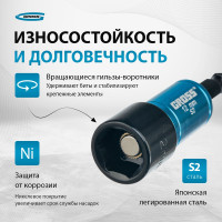 Набор бит с торцевыми головками (8, 10, 12, 13 мм, S2, магнит. Nut-Driver) Gross 11627
