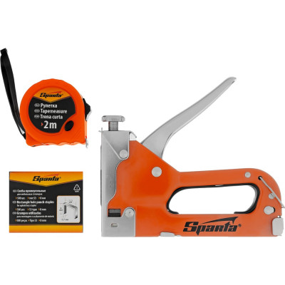 Набор SPARTA степлер мебельный регулируемый, скобы 500 шт, рулетка 2 м, тип скобы 53, 6-14 мм  42003
