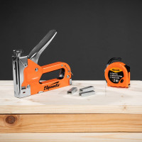 Набор SPARTA степлер мебельный регулируемый, скобы 500 шт, рулетка 2 м, тип скобы 53, 6-14 мм  42003