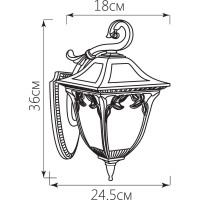 Садово-парковый светильник, четырехгранный на стену вниз 60W E27 230V, черное золото Feron PL4072 11484