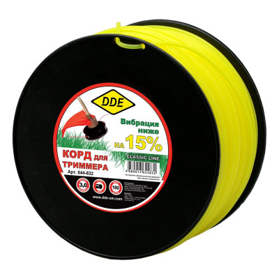 Триммерный корд на катушке DDE Classic line круг 3,0 ммх180 м, желтый 644-832